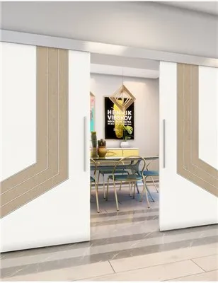 Holzschiebetür Eco-Line - Eiche und Weiss Model 3073