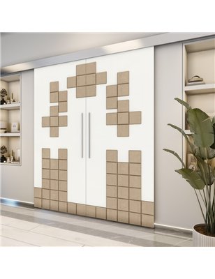 Holzschiebetür Eco-Line - Eiche und Weiss  Model 3081-2