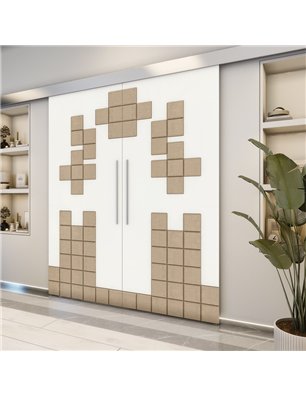 Holzschiebetür Eco-Line - Eiche und Weiss  Model 3081-2