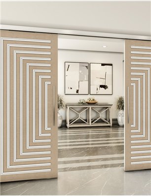 Holzschiebetür Slim-Line - Eiche und Weiss  Model 3001