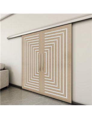 Holzschiebetür Slim-Line - Eiche und Weiss  Model 3001-3