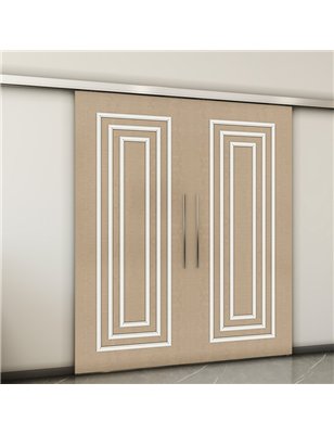 Holzschiebetür Slim-Line - Eiche und Weiss  Model 3002-2