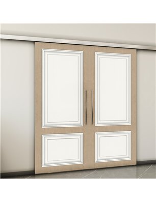 Holzschiebetür Slim-Line - Eiche und Weiss  Model 3004-2