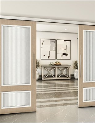 Holzschiebetür Slim-Line - Eiche und Weiss  Model 3006