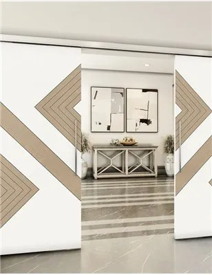 Holzschiebetür Slim-Line - Eiche und Weiss Model 3010