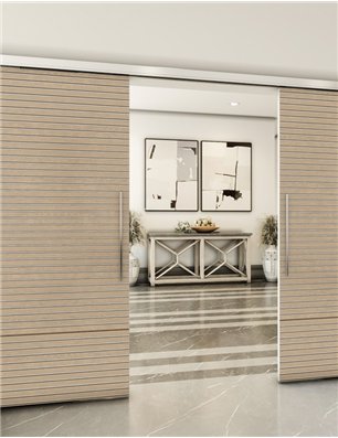 Holzschiebetür Slim-Line - Eiche und Weiss  Model 3014