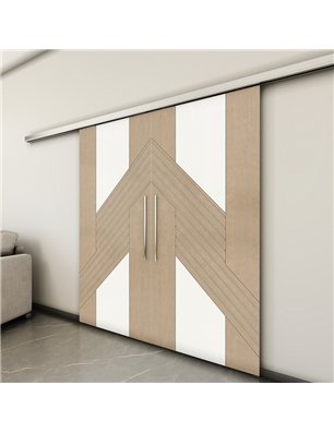 Holzschiebetür Slim-Line - Eiche und Weiss  Model 3019-3