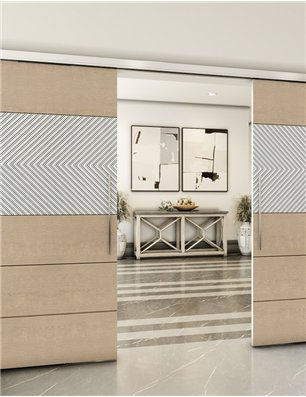 Holzschiebetür Slim-Line - Eiche und Weiss  Model 3020