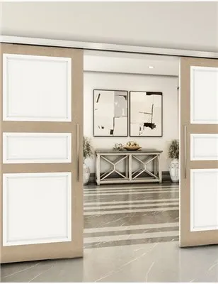 Holzschiebetür Slim-Line - Eiche und Weiss Model 3021