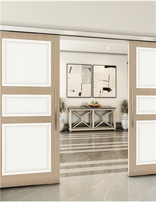 Holzschiebetür Slim-Line - Eiche und Weiss  Model 3021