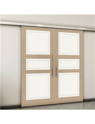 Holzschiebetür Slim-Line - Eiche und Weiss  Model 3021-2