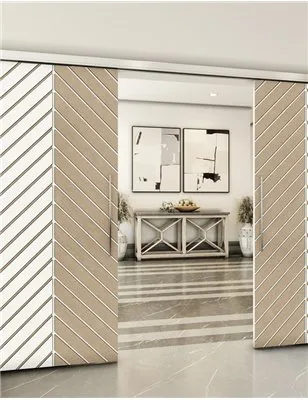 Holzschiebetür Slim-Line - Eiche und Weiss Model 3024