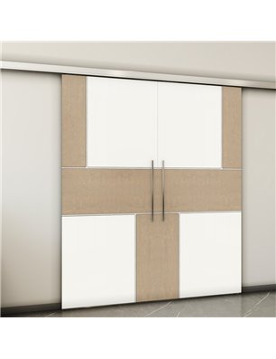 Holzschiebetür Slim-Line - Eiche und Weiss  Model 3027-2
