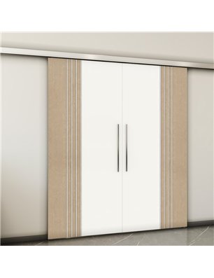 Holzschiebetür Slim-Line - Eiche und Weiss  Model 3028-2
