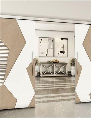 Holzschiebetür Slim-Line - Eiche und Weiss  Model 3033