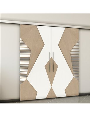 Holzschiebetür Slim-Line - Eiche und Weiss  Model 3033-2