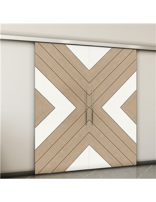 Holzschiebetür Slim-Line - Eiche und Weiss  Model 3038-2