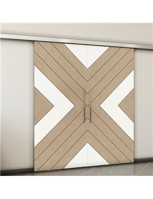 Holzschiebetür Slim-Line - Eiche und Weiss  Model 3038-2