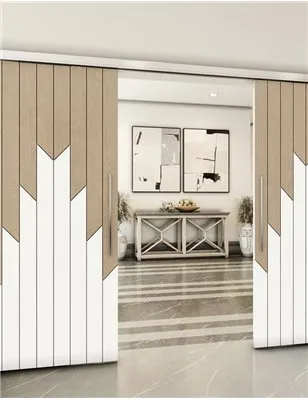 Holzschiebetür Slim-Line - Eiche und Weiss Model 3039