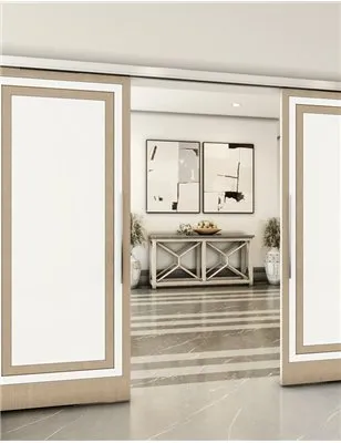 Holzschiebetür Slim-Line - Eiche und Weiss Model 3041