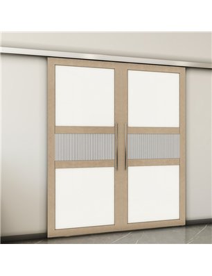 Holzschiebetür Slim-Line - Eiche und Weiss  Model 3042-2