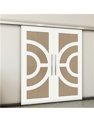 Holzschiebetür Slim-Line - Eiche und Weiss  Model 3051-2