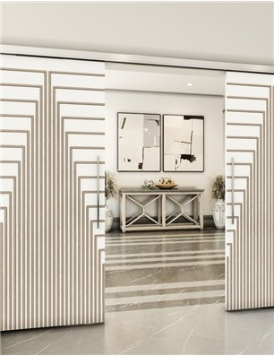 Holzschiebetür Slim-Line - Eiche und Weiss  Model 3053