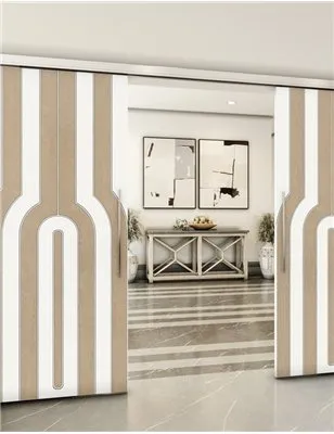 Holzschiebetür Slim-Line - Eiche und Weiss Model 3056