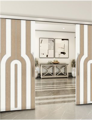Holzschiebetür Slim-Line - Eiche und Weiss  Model 3056