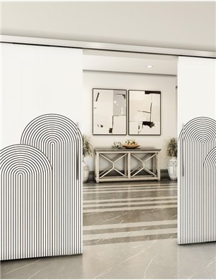 Holzschiebetür Slim-Line - Eiche und Weiss  Model 3057