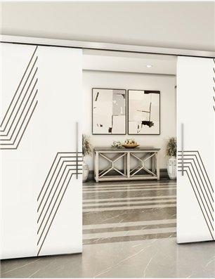 Holzschiebetür Slim-Line - Eiche und Weiss  Model 3060