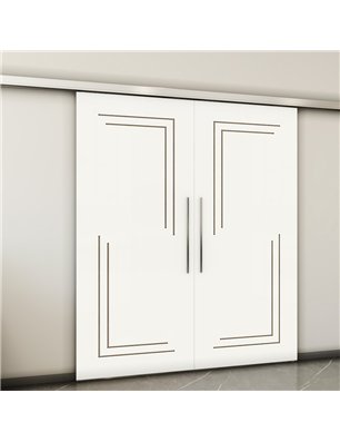 Holzschiebetür Slim-Line - Eiche und Weiss  Model 3065-2