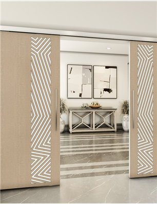 Holzschiebetür Slim-Line - Eiche und Weiss  Model 3070