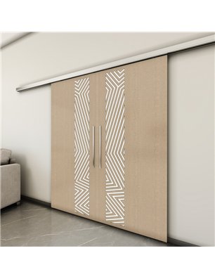 Holzschiebetür Slim-Line - Eiche und Weiss  Model 3070-3