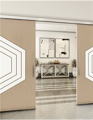 Holzschiebetür Slim-Line - Eiche und Weiss  Model 3072