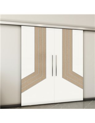 Holzschiebetür Slim-Line - Eiche und Weiss  Model 3073-2