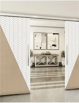 Holzschiebetür Slim-Line - Eiche und Weiss Model 3078