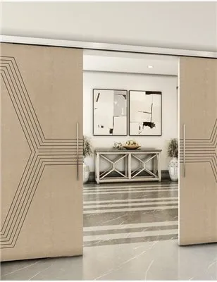 Holzschiebetür Slim-Line - Eiche und Weiss Model 3079