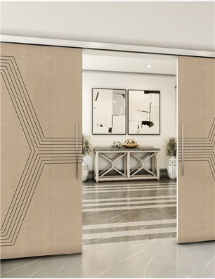 Holzschiebetür Slim-Line - Eiche und Weiss  Model 3079