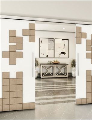 Holzschiebetür Slim-Line - Eiche und Weiss  Model 3081
