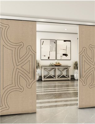 Holzschiebetür Slim-Line - Eiche und Weiss  Model 3086