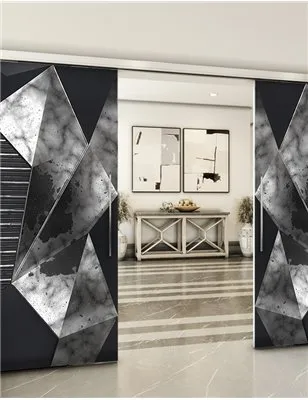 Holzschiebetür Slim-Line - Hell - Dunkel-Mix Model 3033