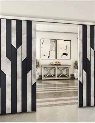 Holzschiebetür Slim-Line - Hell - Dunkel-Mix Model 3039