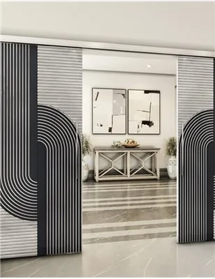 Holzschiebetür Slim-Line - Hell - Dunkel-Mix Model 3040