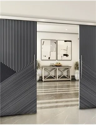 Holzschiebetür Slim-Line - Hell - Dunkel-Mix Model 3044