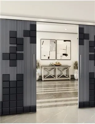 Holzschiebetür Slim-Line - Hell - Dunkel-Mix Model 3081