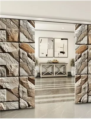 Holzschiebetür Slim-Line - Beton und Stein Model 3008