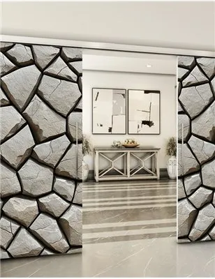 Holzschiebetür Slim-Line - Beton und Stein Model 3014