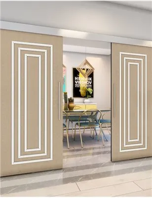 Holzschiebetür Eco-Line - Eiche und Weiss Model 4002