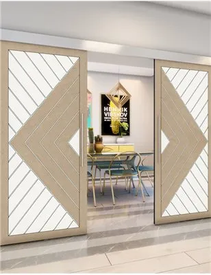 Holzschiebetür Eco-Line - Eiche und Weiss Model 4009